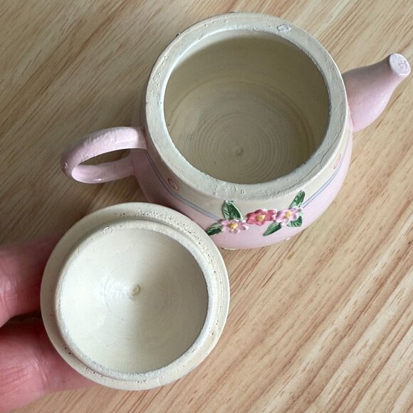 Vintage Miniature Tea Set Garden Pink Floral Bee Midwest Imports of Canon Falls - Picture 4 of 16
